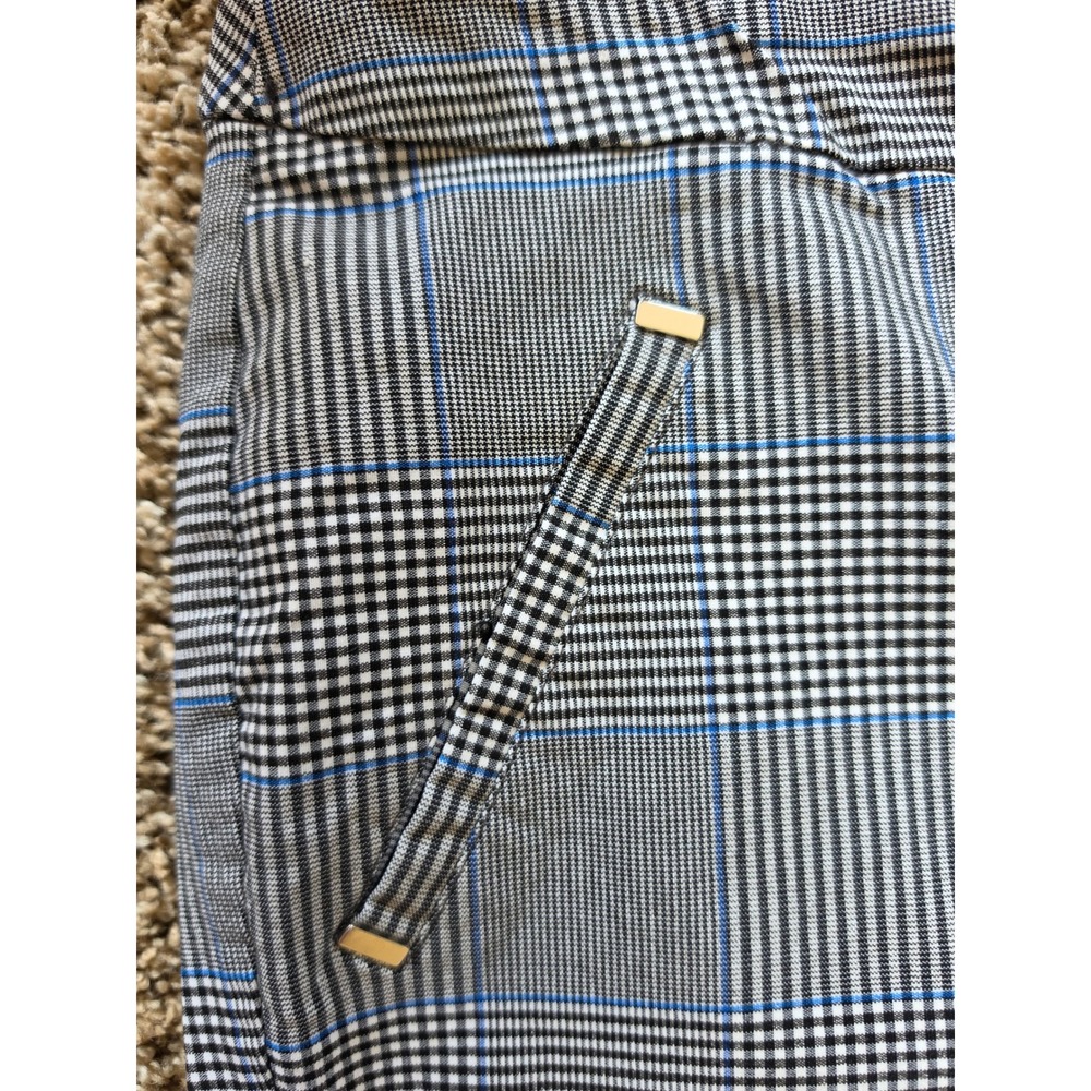 SOHO Apparel Ltd Grey Blue Glen Plaid Pull On Slim Leg Trousers Pants Womens M - Picture 4 of 9